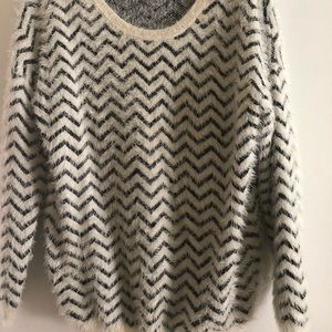 Chevron print, fuzzy sweater